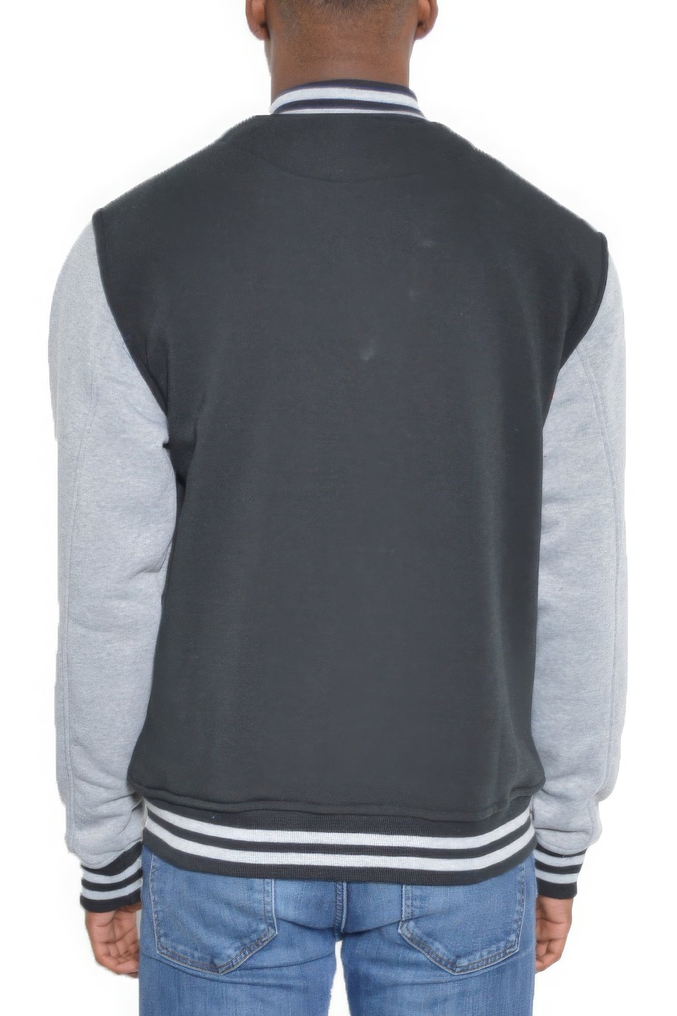 Mens Fleece Snap Button Varsity Jacket