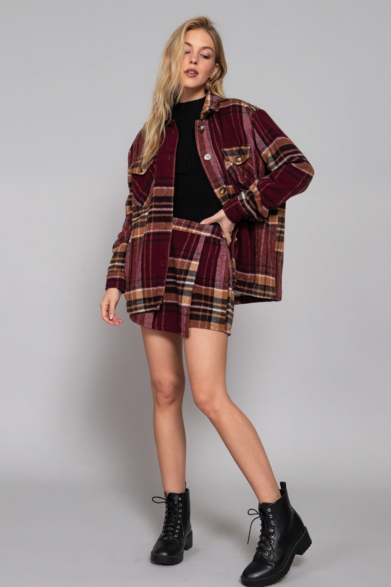 Wrap Plaid Jacquard Skort